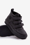 Ocieplane Botki Sneakersy Dziecięce Na Rzepy Big Star SS374070 Czarne