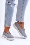 Damskie Wsuwane Tenisówki Slip-On Z Ozdobą Szare Alena