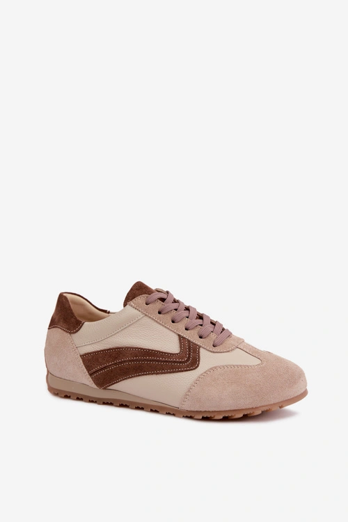 Skórzane Zamszowe Sneakersy Barefoot Damskie Zazoo N1400 Beżowe