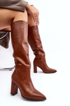 Kozaki Damskie Do Kolana Na Słupku Camel Fiminna