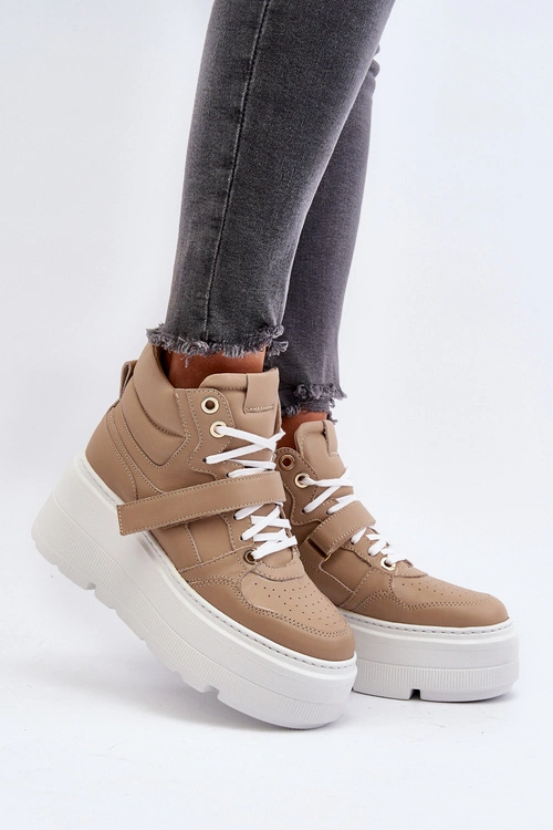 Zazoo 3450 Skórzane Sneakersy Damskie Beżowe