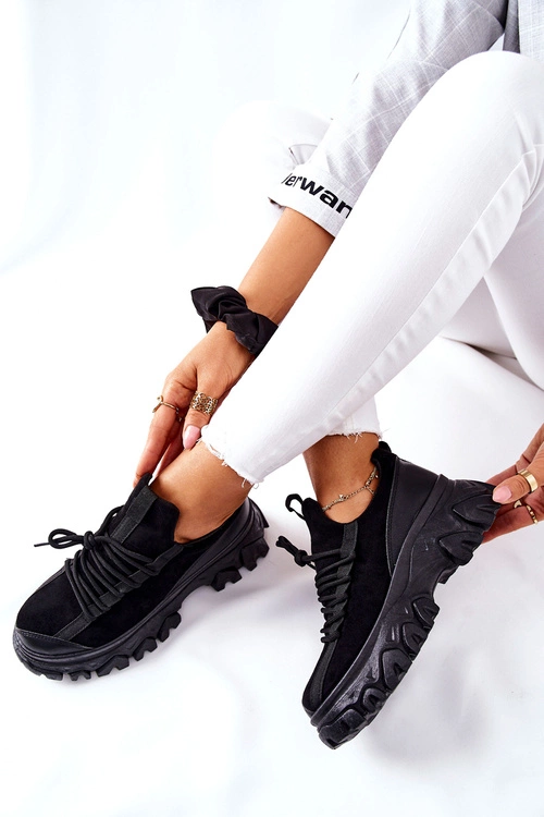 Damskie Sportowe Buty Sneakersy Czarne Miles