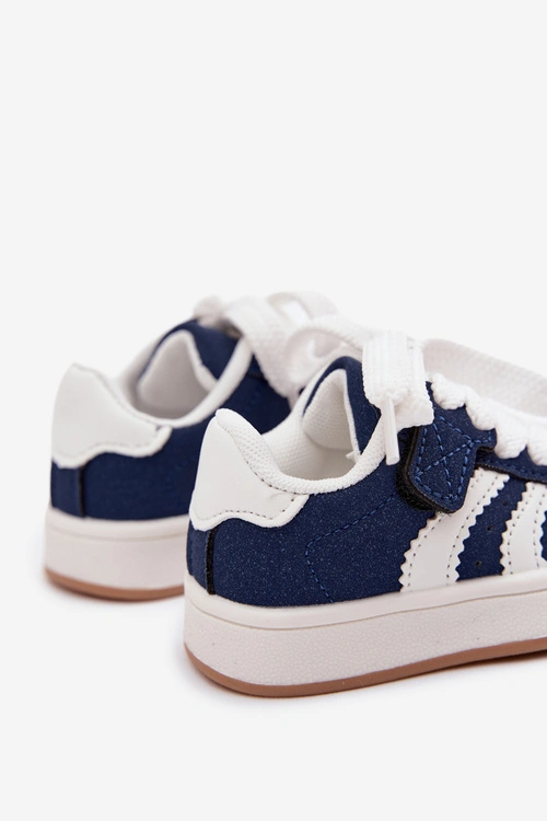 Dziecięce Buty Sportowe Sneakersy Na Rzep Z Imitacji Skóry Granatowe Zoya