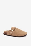 Klapki Chodaki Damskie Na Korkowej Platformie Ze Złotą Klamrą Big Star SS274738 Beżowe