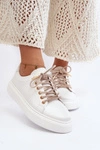 Skórzane Damskie Buty Sportowe CheBello 4362 Białe