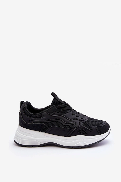 Damskie Buty Sportowe Sneakersy Na Platformie Czarno-Białe Lomare