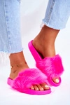 Damskie Klapki Z Futerkiem Neon Fuksja Fur