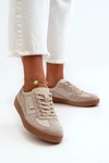 Skórzane Zamszowe Sneakersy Damskie Vinceza 7933 Szare 