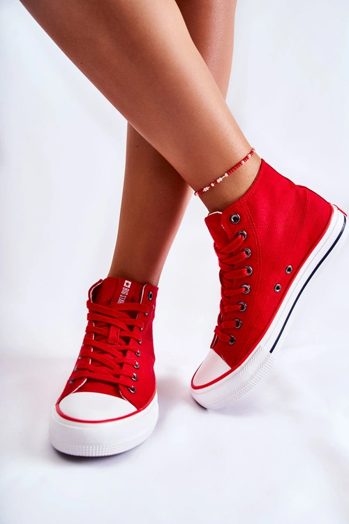 Damskie Wysokie Trampki Big Star DD274334 Czerwone