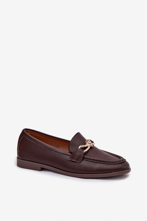 Loafersy Damskie Z Ozdobnym Detalem Czekoladowe Rosynne