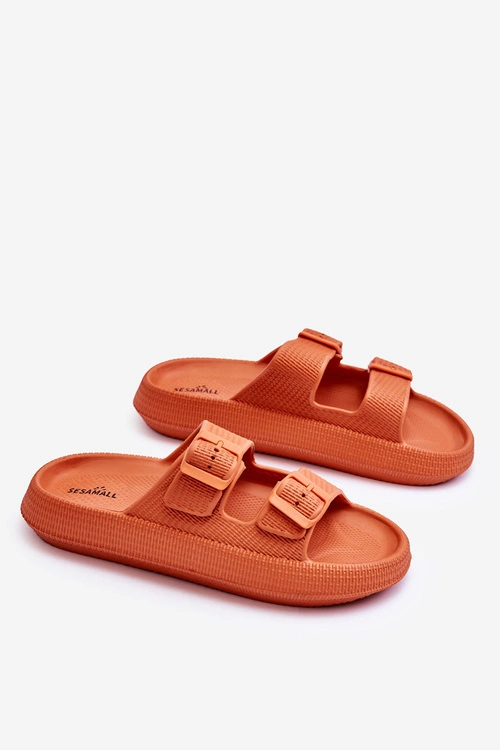 Damskie Piankowe Klapki Z Paskami Pomarańczowe Sharmen