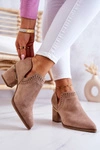 Zamszowe Botki Kowbojki Ażurowe Ciemnobeżowe Valerie