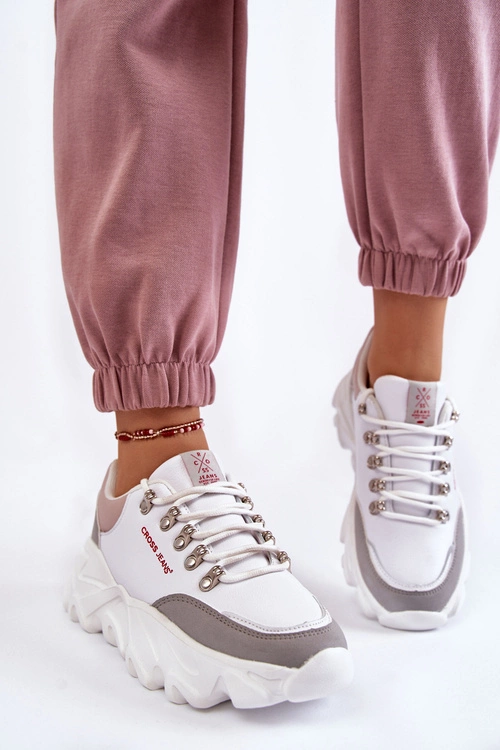 Damskie Sneakersy Na Platformie Cross Jeans KK2R4071C Białe