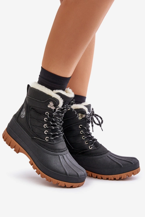 Śniegowce Damskie Sznurowane Z Futerkiem Lee Cooper LCJ-24-44-2868 Czarne