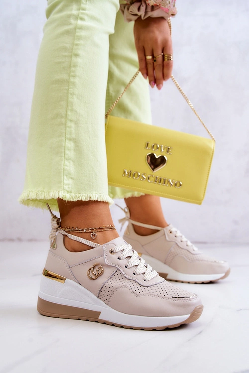 Damskie Skórzane Buty Sportowe Sneakersy Beżowe Loissa