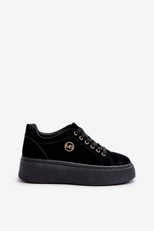 Niskie Sneakersy Damskie Na Platformie Czarne Telirra