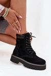 Zamszowe Botki Workery Damskie Sznurowane Big Star SS274791 Czarne