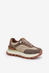 Sneakersy Damskie Na Platformie Ze Skóry Naturalnej Vinceza 41465 Beżowe 