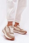 Buty Sportowe Damskie Z Siateczką Na Platformie Khaki Poova