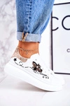 Damskie Sportowe Buty Sneakersy Z Muchą Białe Złote Amour