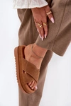 Klapki Damskie Na Platformie Z Przeplatającymi Się Paskami Camel Rinasara