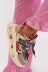 Skórzane Sneakersy Damskie Na Platformie D&A CR61-3133 Beżowe
