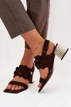 Zamszowe Sandały Na Obcasie D&A CR61-3145 Czekoladowe