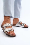Zdobione Klapki Damskie Z Klamrami S.Barski MY121 Srebrne
