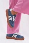 Sneakersy Damskie Z Naturalnego Zamszu Niebieskie Delyssia