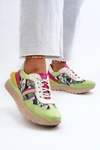 Sneakersy Damskie Skórzane Na Platformie Maciejka 06322-09 Zielono-Różowe