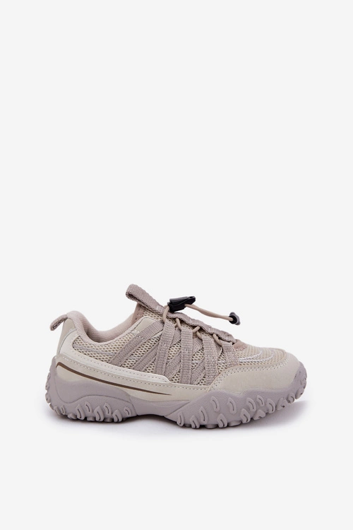 Sneakersy Dziecięce Ze Ściągaczem Jasnobeżowe Nanelita
