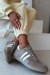 Zazoo N1068 Skórzane Niskie Sneakersy Damskie Ciemnobeżowe