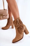 Damskie Zamszowe Botki Lewski Shoes 3093 Beżowe