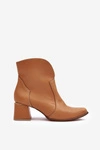 Skórzane Botki Kowbojki Damskie Na Obcasie Camel Lewski 3166/B/2 