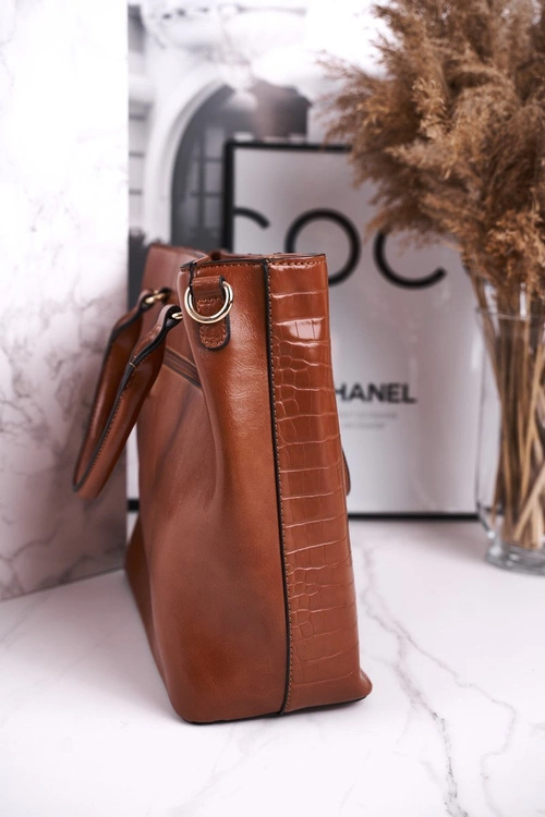 Elegancka Karmelowa Torebka MONNARI BAG4590-017 Print Zwierzęcy