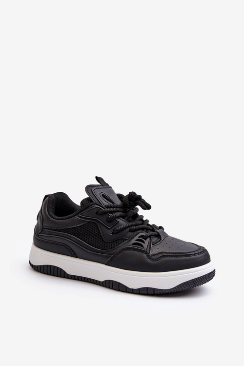 Sneakersy Damskie Na Platformie Czarne Etnaria