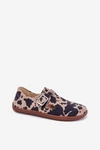 Zamszowe Półbuty Barefoot Damskie Z Klamrą Łaty Zazoo N1261 Brązowo-Beżowe