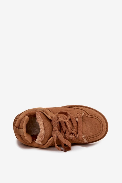 Sneakersy Damskie Ocieplane Futerkiem Camel Cyrissa