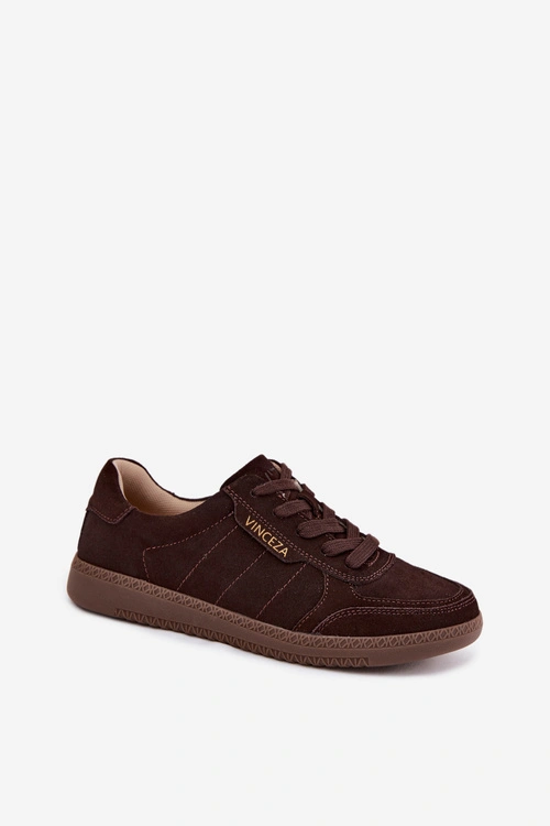 Skórzane Zamszowe Sneakersy Damskie Vinceza 79635 Czekoladowe