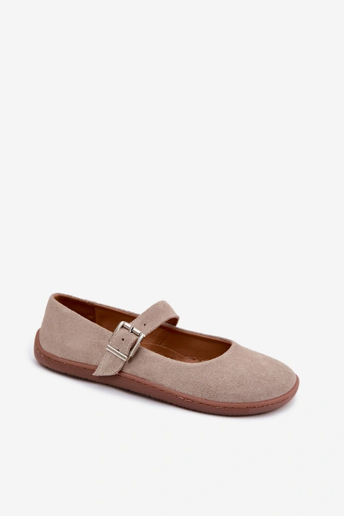 Baleriny Barefoot Z Naturalnego Zamszu Zazoo 316 Cappuccino