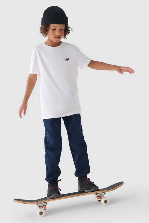 Chłopięce Spodnie Joggery Casual Gładkie 4F 4FJWMM00TTROM0812-31S Granatowe