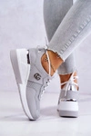 Damskie Skórzane Buty Sportowe Sneakersy Szare Loissa