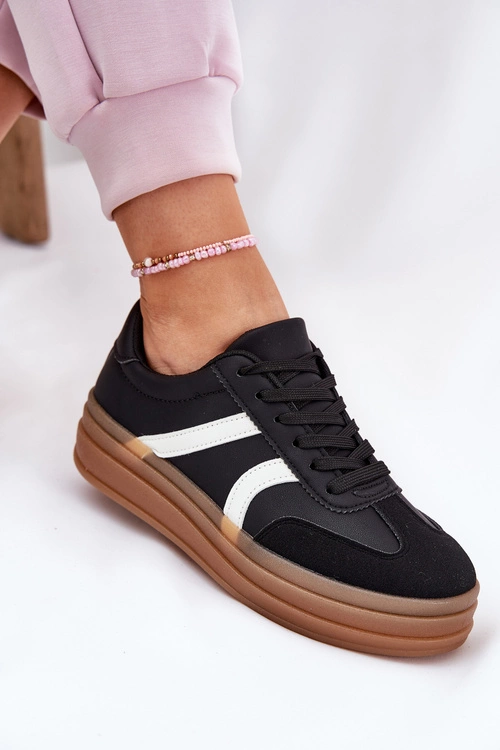 Sneakersy Damskie Na Platformie Czarne Tolianna