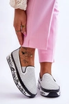 Damskie Ażurowe Skórzane Tenisówki Slip-On Białe Sorito