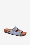 Damskie Klapki Na Korkowej Platformie Z Klamrami Jasny Jeans Vesina