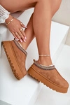Kapcie Śniegowce Na Platformie Z Haftem Camel Tamilda