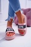 Damskie Klapki Na Platformie Z Dżetami Love Różowe MoreLove