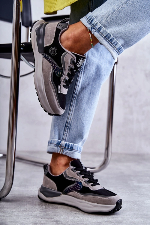 Damskie Sneakersy Sportowe Big Star KK274100 Czarno-Szare