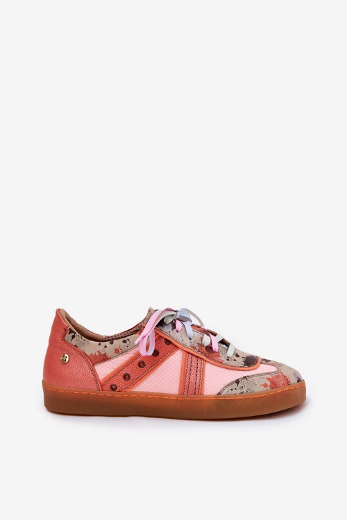 Skórzane Sneakersy Damskie Maciejka 06840-18 Pomarańczowe