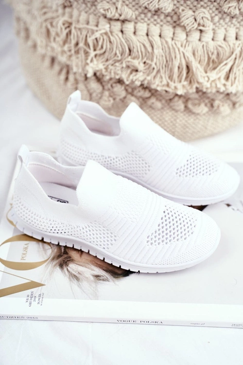 Dziecięce Sportowe Buty Slip-On Białe Bobi